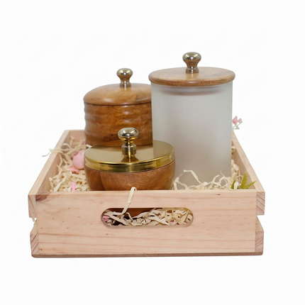 Elegant Wooden Gift Box with Premium Storage Jars