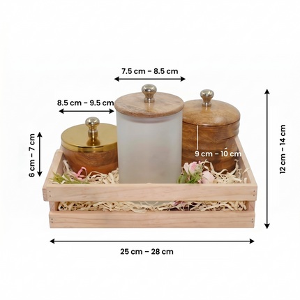 Elegant Wooden Gift Box with Premium Storage Jars