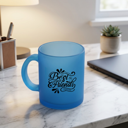 Frosted Translucent Blue Glass Sublimation Personalized Mug for Custom Designs_b