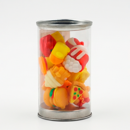 Fun Food-Themed Erasers with Assorted Shapes in Gift Jar