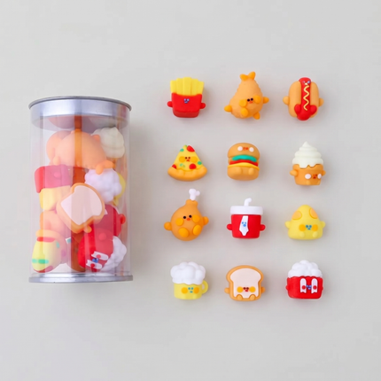 Fun Food-Themed Erasers with Assorted Shapes in Gift Jar