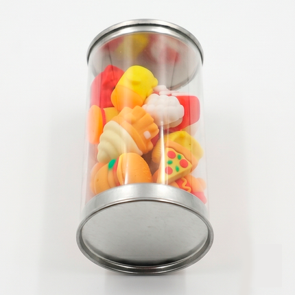 Fun Food-Themed Erasers with Assorted Shapes in Gift Jar