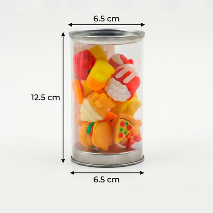 Fun Food-Themed Erasers with Assorted Shapes in Gift Jar