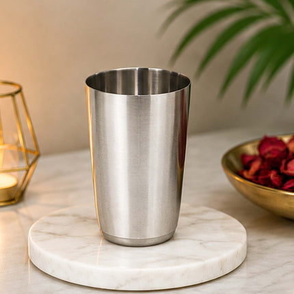 Stainless Steel Juice Glass – Handcrafted Tapered Drinking Glass | Modern Barware Tumbler