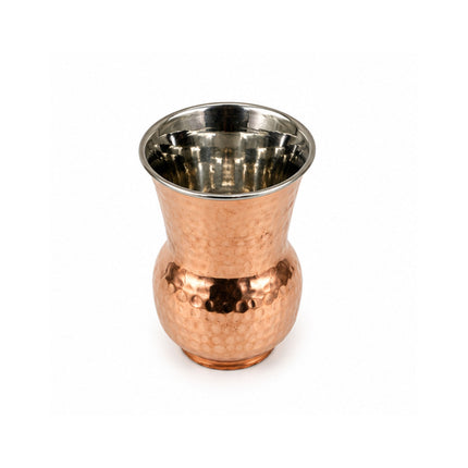 Premium Copper Matka Glass with Inner Steel – Hammered Copper Tumbler for Water & Traditional Serving