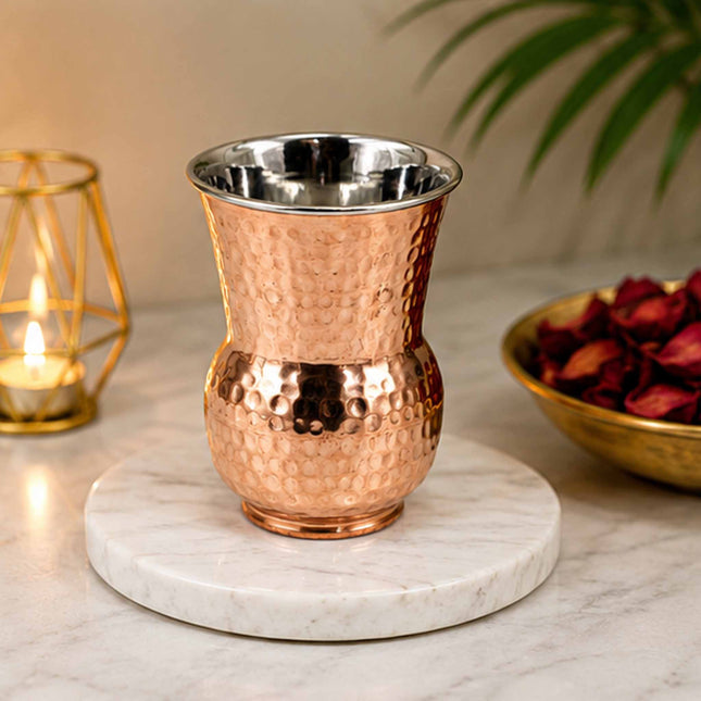 Steel & Copper Matka Glass – Traditional Drinkware