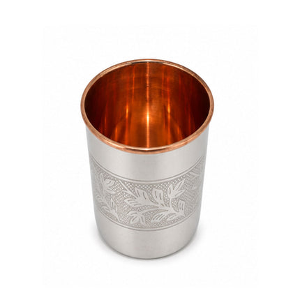 Embossed Steel & Copper Glass Set of 2