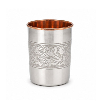 Embossed Steel & Copper Glass Set of 2