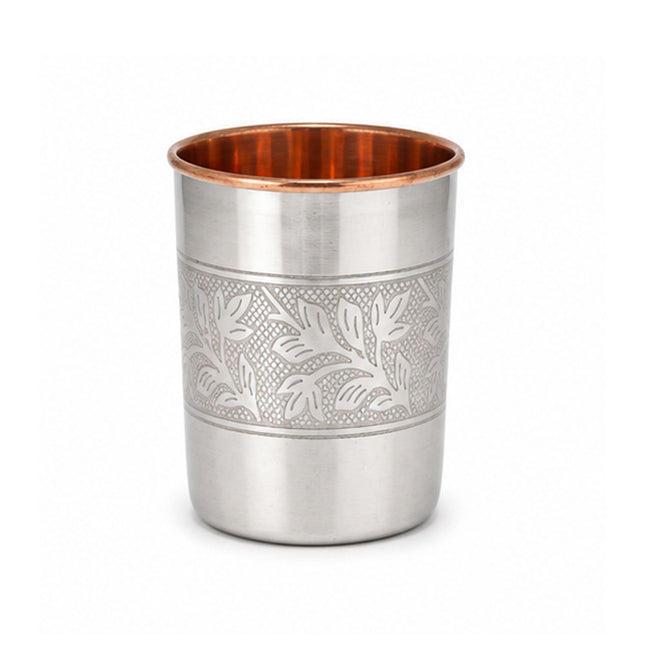 Embossed Steel & Copper Glass Set of 2