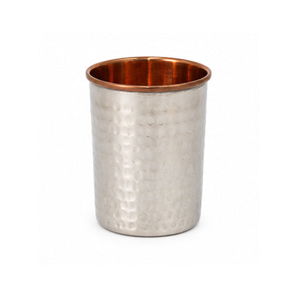 Steel & Copper Hammered Glass Set of 2