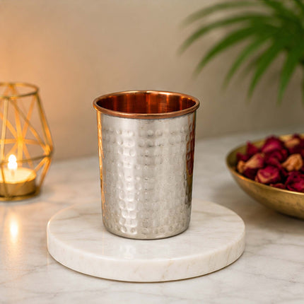 Steel & Copper Hammered Glass Set of 2