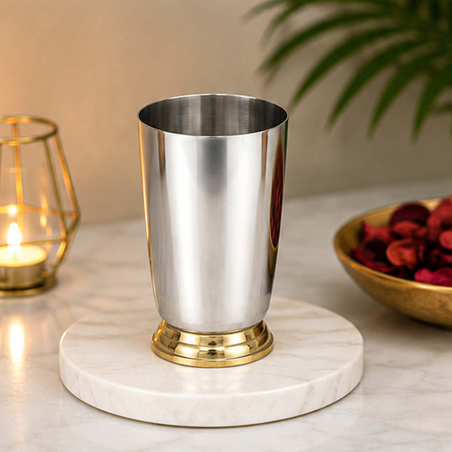 Two-Tone Steel & Brass Glass Set of 2