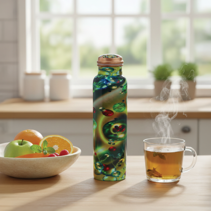 Copper Water Bottle – Glossy Meenakari Handcrafted Design
