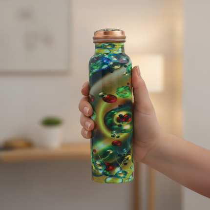 Copper Water Bottle – Glossy Meenakari Handcrafted Design