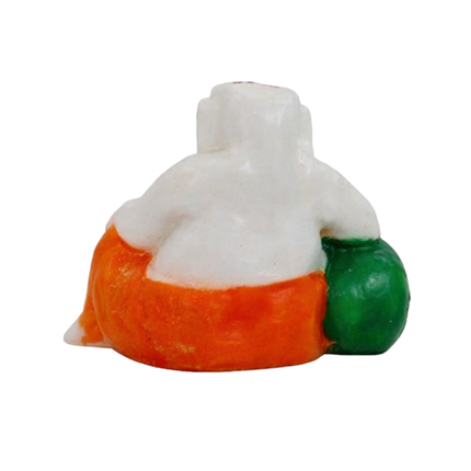 Handcrafted White Resin Seated Ganesha Idol in Orange Dhoti