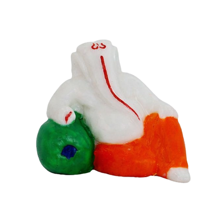 Handcrafted White Resin Seated Ganesha Idol in Orange Dhoti
