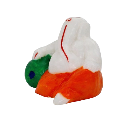 Handcrafted White Resin Seated Ganesha Idol in Orange Dhoti