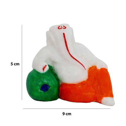 Handcrafted White Resin Seated Ganesha Idol in Orange Dhoti