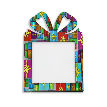 Gift Box-Themed Wooden Fridge Magnet Photo Frame