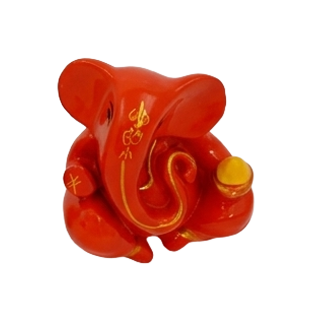 Small Orange Ganesha Statue – Mini Lord Ganesha Idol | Vighnaharta Ganpati Figurine for Home & Office