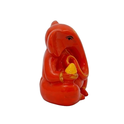Small Orange Ganesha Statue – Mini Lord Ganesha Idol | Vighnaharta Ganpati Figurine for Home & Office