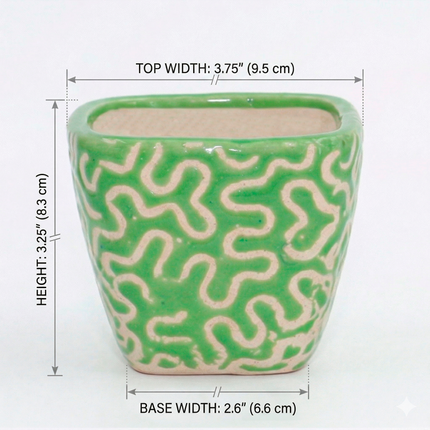 Green Textured Ceramic Planter – Handcrafted Elegance for Modern Spaces