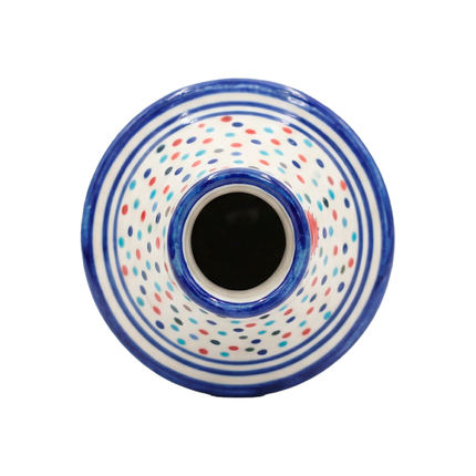 Hand-Painted Colorful Abstract Village Art Ceramic Bottle Vase – Whimsical Village Scene