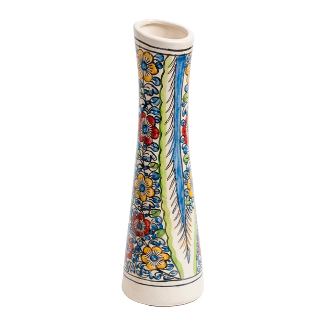 Handcrafted Artistic Floral Ceramic Vase – Tall Decorative Piece
