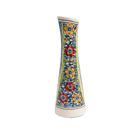 Handcrafted Artistic Floral Ceramic Vase – Tall Decorative Piece