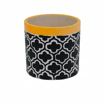 Handcrafted Black & White Moroccan Pattern Ceramic Pot
