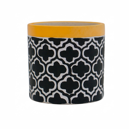 Handcrafted Black & White Moroccan Pattern Ceramic Pot