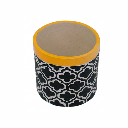 Handcrafted Black & White Moroccan Pattern Ceramic Pot