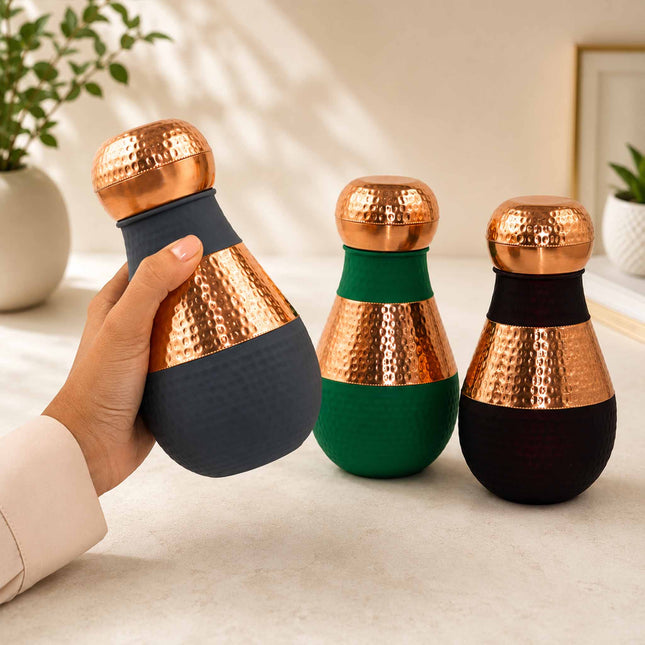 Copper Silk Bottle – Gray Handcrafted Water Bottle