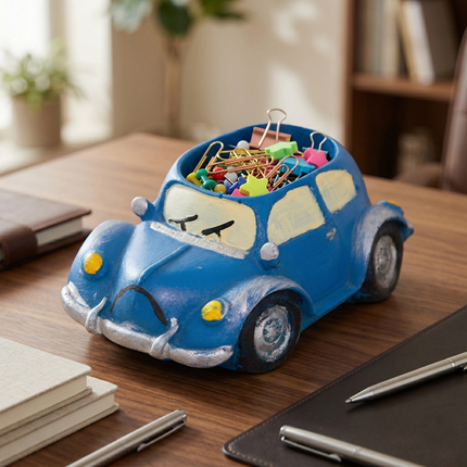 Handcrafted Quirky Blue Car Design Ceramic Pot – Multi-Use