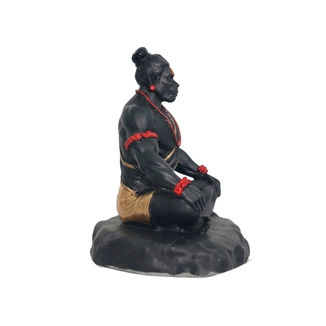 Hanuman Statue in Abstract Yogic Posture in Matte Black & Gold Detailing