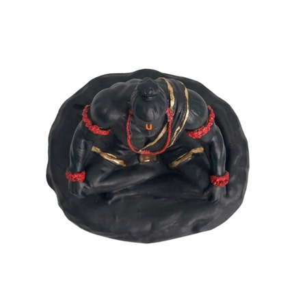 Hanuman Statue in Abstract Yogic Posture in Matte Black & Gold Detailing