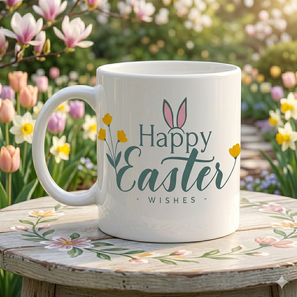 Personalized Happy Easter Ceramic Mug with Photo & Custom Text