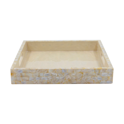 Ivory Mother of Pearl Square Tray – Subtle Elegance for Every Setting
