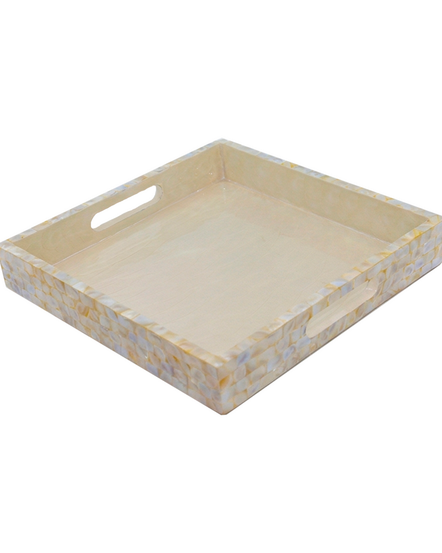 Ivory Mother of Pearl Square Tray – Subtle Elegance for Every Setting