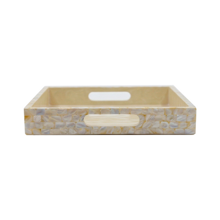 Ivory Mother of Pearl Square Tray – Subtle Elegance for Every Setting