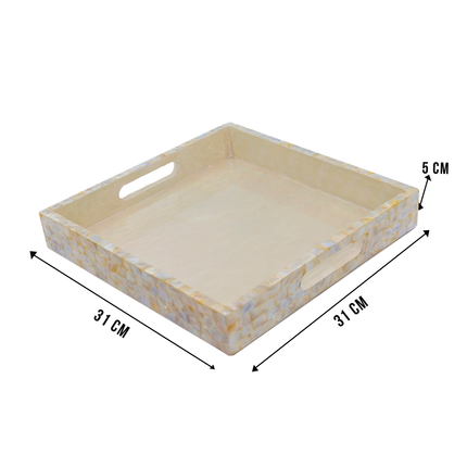 Ivory Mother of Pearl Square Tray – Subtle Elegance for Every Setting