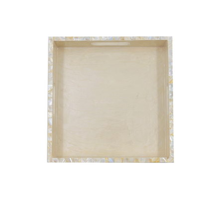 Ivory Mother of Pearl Square Tray – Subtle Elegance for Every Setting