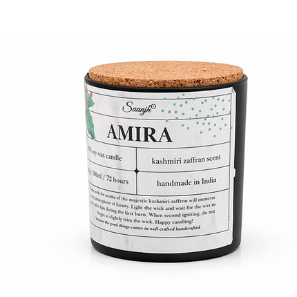 Amira Handcrafted Saffron Fragrance Candle by Saanyjh – Kashmiri Zaffran Scent - 300 ml