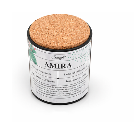 Amira Handcrafted Saffron Fragrance Candle by Saanyjh – Kashmiri Zaffran Scent - 300 ml