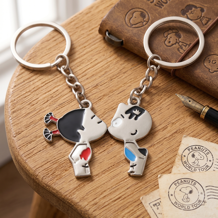Cute Boy & Girl Couple Metal Keychain Set | Matching Love Keyrings for Couples