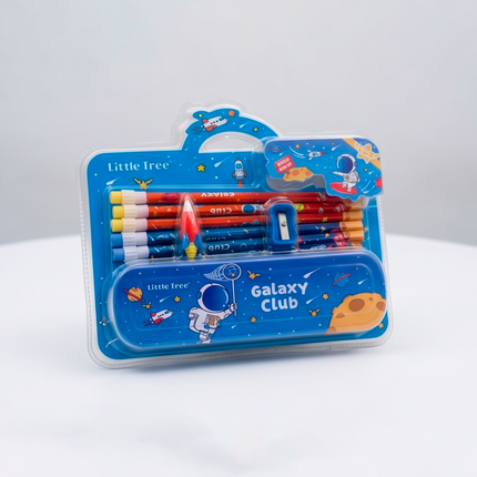 Little Tree Galaxy Club Stationery Gift Set - Space Theme Pencil & Pouch Set for Kids
