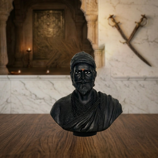 Chhatrapati Shivaji Maharaj Bust – Matte Black Heritage Edition