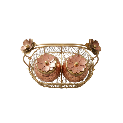 Copper Basket with Jar – Decorative Gift Hamper Set_c
