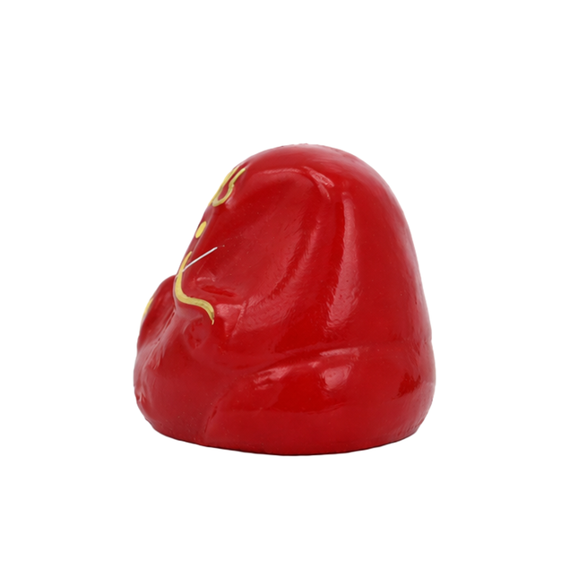 Minimalist Red Lord Ganesha Figurine with Trishul Symbol - Handcrafted Resin Ganpati Idol for Home & Office