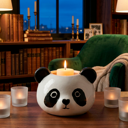Handcrafted Cute Panda Mini Desk Planter Bowl